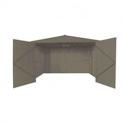 Garage en métal aspect bois vieilli gris – 18,24 m² - 3,8 x 4,8 x 2,32 m