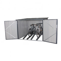 Abri pour vélos en métal aspect bois vieilli gris – 4,02 m² - 2,03 x 1,98 x 1,57 m