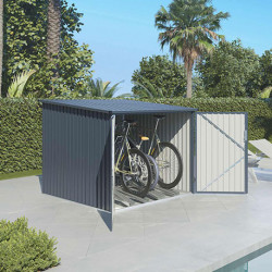 Abri pour vélos en métal aspect bois vieilli gris – 4,02 m² - 2,03 x 1,98 x 1,57 m