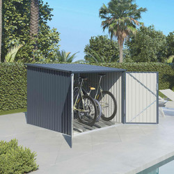 Abri pour vélos en métal aspect bois vieilli gris – 4,02 m² - 2,03 x 1,98 x 1,57 m
