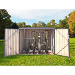 Abri pour vélos en métal aspect bois vieilli gris – 4,02 m² - 2,03 x 1,98 x 1,57 m