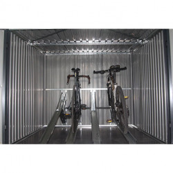 Abri pour vélos en métal aspect bois vieilli gris – 4,02 m² - 2,03 x 1,98 x 1,57 m