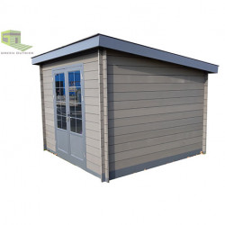 Abri de jardin en composite et aluminium gris – 7,40 m² – 3 x 3 x 2 m - avec option toiture plate en acier 