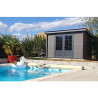 Abri de jardin en composite et aluminium gris – 7,40 m² – 3 x 3 x 2 m - avec option toiture plate en acier 