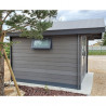 Abri de jardin en composite et alu gris – 7,24 m² – 3 x 3  x 2,6 cm - Toiture 2 pentes en acier