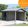 Abri de jardin en composite et alu gris avec auvent – 7,20 m² – 6 x 3 x 2 m - Toiture Acier 