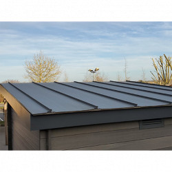 Abri de jardin en composite et aluminium gris – 7,40 m² – 3 x 3 x 2 m - avec option toiture plate en acier 