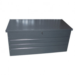 Coffre de rangement en métal gris - Contenance : 400 L – 131 x 61 x 62 cm