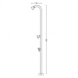 Douche de jardin en acier inoxydable avec mitigeur eau chaude/eau froide – Ø 5 cm - 17 x 33 x 205 cm