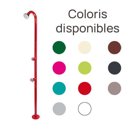 Douche de jardin en fer traité antirouille – Ø 5 cm - 17 x 33 x 205 cm – 11 coloris disponibles