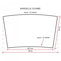 Margelle en pierre reconstituée courbe 46,5 x 30 x 2,5 cm schiste