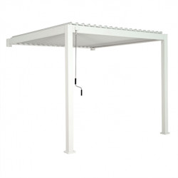 Pergola bioclimatique adossée en aluminium avec lames orientables manuellement - 300 x 300 x 250 cm - 9 m² - Blanc