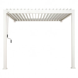 Pergola bioclimatique adossée en aluminium avec lames orientables manuellement - 300 x 300 x 250 cm - 9 m² - Blanc