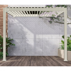 Pergola bioclimatique adossée en aluminium avec lames orientables manuellement - 300 x 300 x 250 cm - 9 m² - Blanc