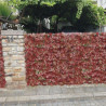 Haie artificielle de jardin aspect vigne vierge rouge - 4 plaques 50 x 50 cm soit 1m²