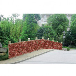 Haie artificielle de jardin aspect vigne vierge rouge - 4 plaques 50 x 50 cm soit 1m²