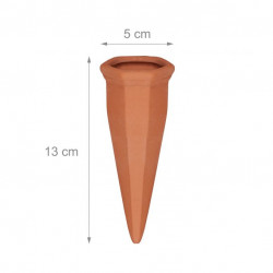 Cône d’arrosage automatique en céramique couleur terre cuite vendu par 4 - Ø 3,5 cm - 5 x 4,5 x 13 cm