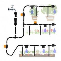 Kit d’arrosage automatique pour jardin avec système de 20 gouttes-à-gouttes avec buses ajustables