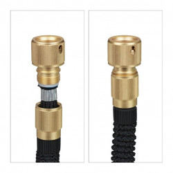 Tuyau d’arrosage flexible jusqu’à 15 m avec adaptateur - Diamètre 2 cm - Connexion 1/2ʺ et 3/4ʺ - Noir ou Vert