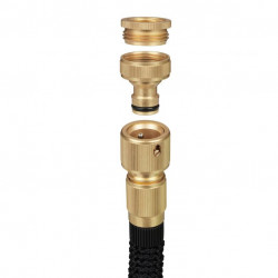 Tuyau d’arrosage flexible jusqu’à 15 m avec adaptateur - Diamètre 2 cm - Connexion 1/2ʺ et 3/4ʺ - Noir ou Vert