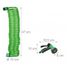 Tuyau d’arrosage spiral extensible jusqu’à 10 m avec pistolet arroseur 7 jets