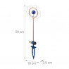 Arroseur de surface rotatif en forme de fleur avec boules bleues en cuivre et fer – 18 x 3,5 x 59 cm