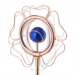 Arroseur de surface rotatif en forme de fleur avec boules bleues en cuivre et fer – 18 x 3,5 x 59 cm