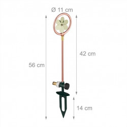 Arroseur de surface rotatif rond avec pétales de fleurs vertes en fer et alu – 11 x 3,5 x 56 cm
