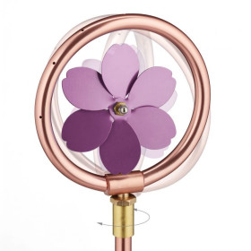 Arroseur de surface rotatif rond avec pétales de fleurs roses en fer et alu – 11 x 3,5 x 56 cm