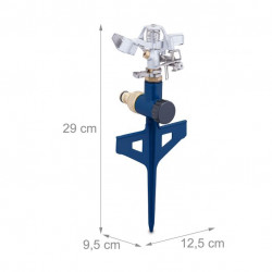 Arroseur de surface circulaire à pulsation – Portée : 12 m – Connexion 3/4" – 12,5 x 9,5 x 29 cm