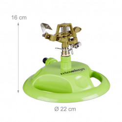 Arroseur de surface circulaire à impulsion – Portée : 12 m – 22 x 22 x 16 cm