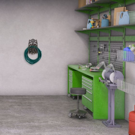 Support mural pour tuyau d’arrosage pivotant en fonte – 23 x 18 x 34 cm – Noir / Or