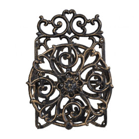 Support mural pour tuyau d’arrosage pivotant en fonte – 23 x 18 x 34 cm – Noir / Or