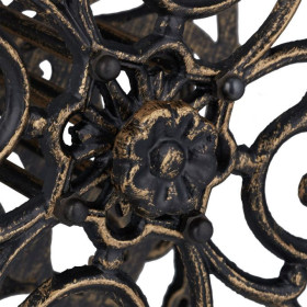 Support mural pour tuyau d’arrosage pivotant en fonte – 23 x 18 x 34 cm – Noir / Or