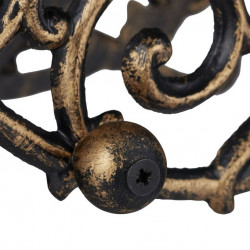 Support mural pour tuyau d’arrosage pivotant en fonte – 23 x 18 x 34 cm – Noir / Or
