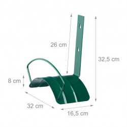 Support mural pour tuyau d’arrosage de 60 m de long env. en métal – 32 x 16,5 x 32,5 cm – Vert