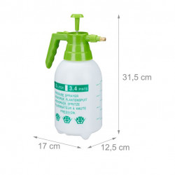 Vaporisateur à pression pour arrosage du jardin en PP et laiton – Contenance 1,5 L – 17 x 12,5 x 31,5 cm