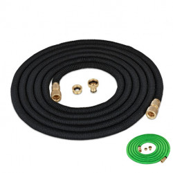 Tuyau d’arrosage flexible jusqu’à 15 m avec adaptateur - Diamètre 2 cm - Connexion 1/2ʺ et 3/4ʺ - Noir ou Vert