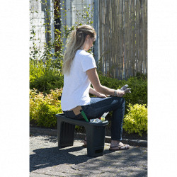 Tabouret agenouilloir pour jardin avec position assise ou à genoux en PVC Anthracite – 65,5 x 25 x 34 cm