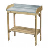 Table de préparation en pin du Nord avec plateau zinc avec étagère – 85 x 42 x 97 cm