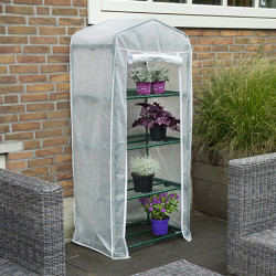 Housse de voile hivernage en polypropylène pour serre de jardin avec 4 étagères centrales – 0,34 m² – 60 x 49 x 160 cm