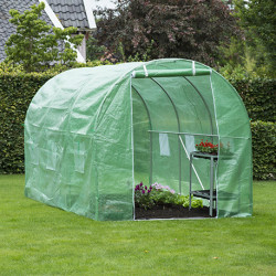 Serre de jardin en polyéthylène anti-UV avec armature en acier galvanisé 7 m² - 350 x 200 x 200 cm – 6 fenêtres