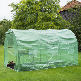 Serre de jardin en polyéthylène anti-UV avec armature en acier galvanisé 7 m² - 350 x 200 x 200 cm – 6 fenêtres