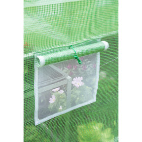 Serre de jardin en polyéthylène anti-UV avec armature en acier galvanisé 7 m² - 350 x 200 x 200 cm – 6 fenêtres