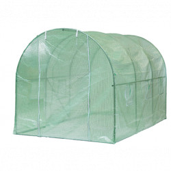 Serre de jardin en polyéthylène anti-UV avec armature en acier galvanisé 7 m² - 350 x 200 x 200 cm – 6 fenêtres