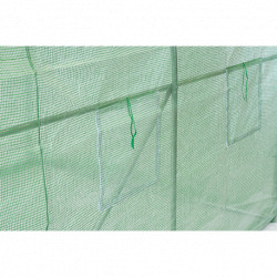 Serre de jardin en polyéthylène anti-UV avec armature en acier galvanisé 7 m² - 350 x 200 x 200 cm – 6 fenêtres