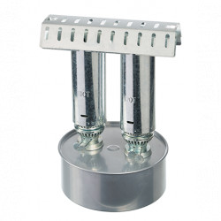 Appareil de chauffage en alu et zinc 2 brûleurs à poser pour serres de jardin de 5m² max – Capacité : 4,5 L – H41 x Ø30cm