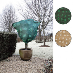 Housse d’hivernage en toile de jute tissée biodégradable avec motifs hivernales Ø75 x H100 cm – 2 couleurs