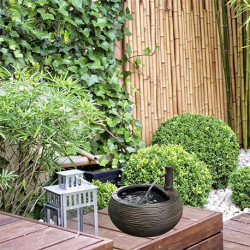 Fontaine Bambou en résine – 44 x 44 x 20 cm - marron