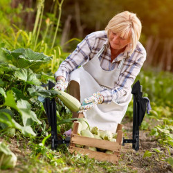 Banc Genouillère pour jardin en acier avec position assise ou à genoux 60 x 27,5 x 50 cm noir